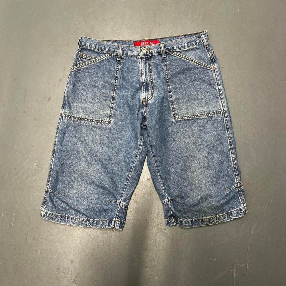 Men's vintage y2k baggy super long essential denim skater shorts jorts